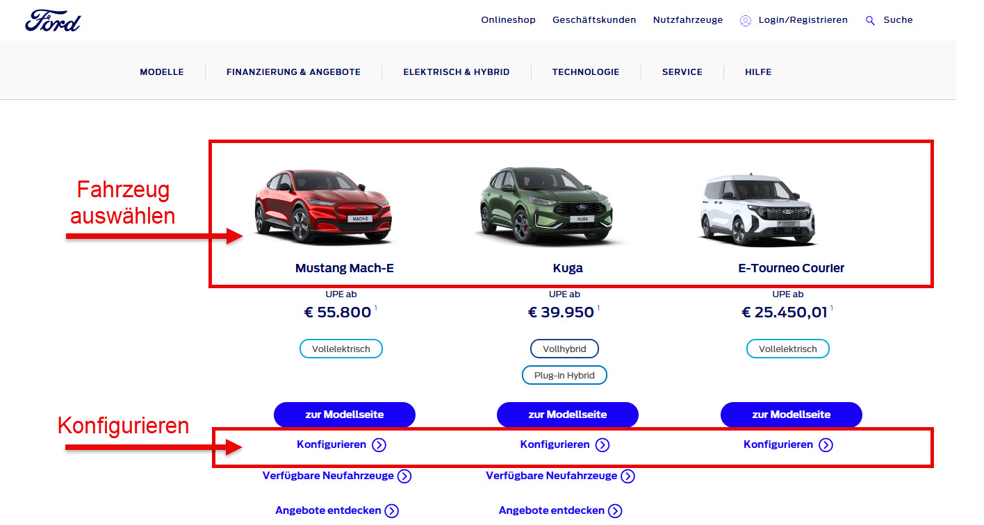 Fahrzeug konfigurieren Fahrzeug konfigurieren